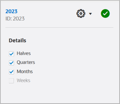 Selecting detail periods for 2023